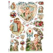 Vintage Valentines Rice Paper Decoupage Sheet ~ Italy