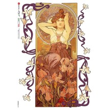 Art Nouveau Mucha Spring Maiden Rice Paper Decoupage Sheet ~ Italy