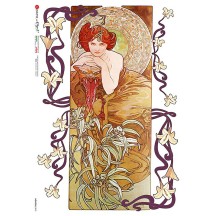 Art Nouveau Mucha Summer Maiden Rice Paper Decoupage Sheet ~ Italy