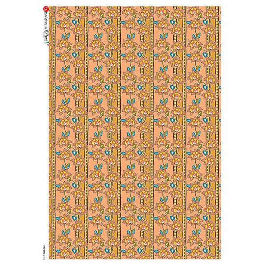 Striped Deco Floral Rice Paper Decoupage Sheet ~ Italy