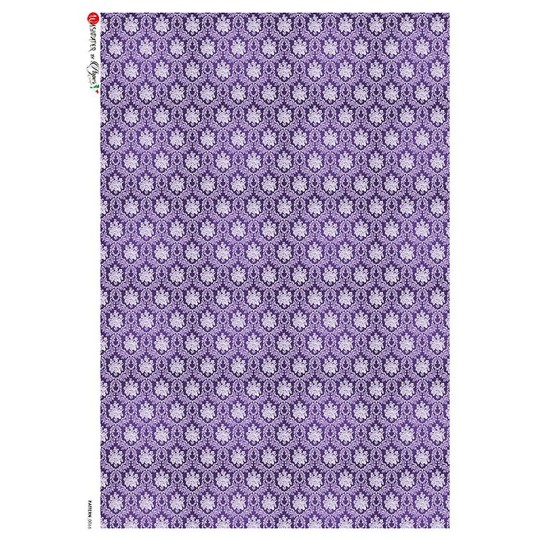 Purple Brocade Rice Paper Decoupage Sheet ~ Italy