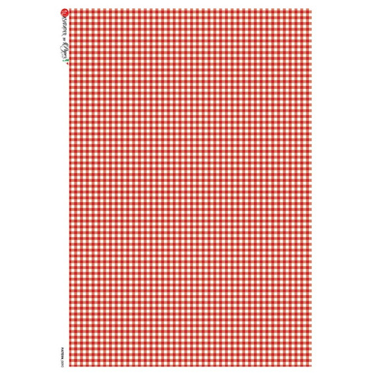 Red Gingham Rice Paper Decoupage Sheet ~ Italy