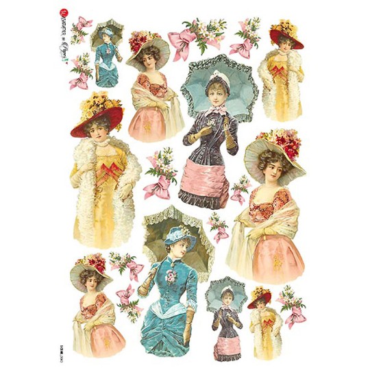 Victorian Ladies Rice Paper Decoupage Sheet ~ Italy