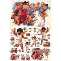 Valentine Cherubs with Hearts Rice Paper Decoupage Sheet ~ Italy