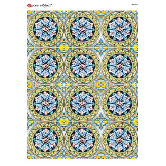 Colorful Portuguese Tiles Rice Paper Decoupage Sheet ~ Italy