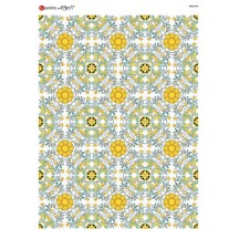 Blue and Yellow Floral Tiles Rice Paper Decoupage Sheet ~ Italy