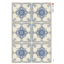 Blue Delft Tiles Rice Paper Decoupage Sheet ~ Italy