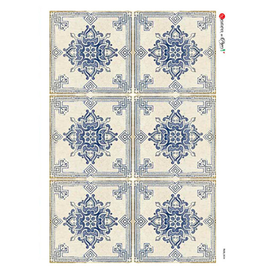 Blue Delft Tiles Rice Paper Decoupage Sheet ~ Italy