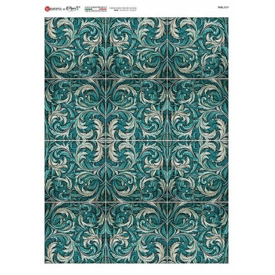 Fancy Majolica Tile Pattern Rice Paper Decoupage Sheet ~ Italy
