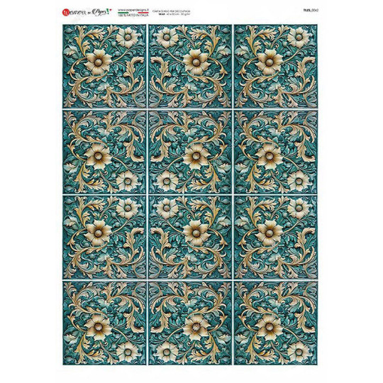 Fancy Majolica Tile Pattern Rice Paper Decoupage Sheet ~ Italy