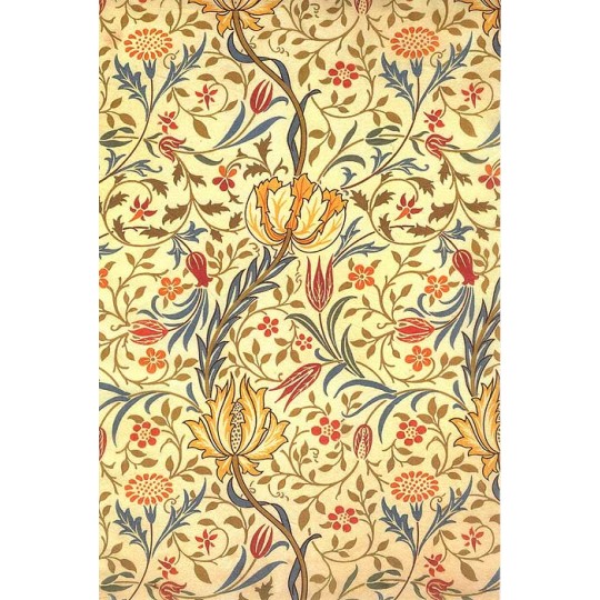 Yellow Stylized Flower and Vines Rice Paper Decoupage Sheet ~ Italy