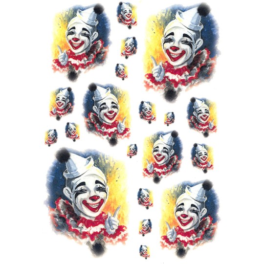 Colorful Clown Rice Paper Decoupage Sheet ~ Italy