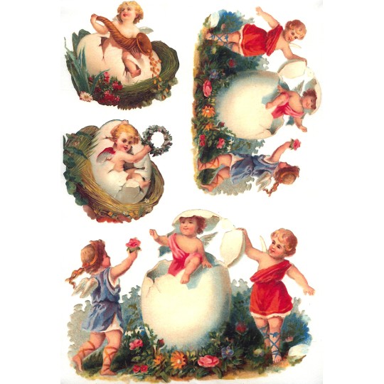 Easter Angels in Eggs Rice Paper Decoupage Sheet ~ Italy