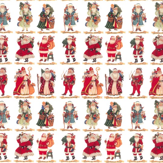 Small Mixed Santas Rice Paper Decoupage Sheet ~ Italy