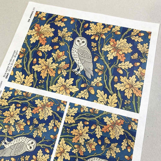Owls and Acorns Rice Paper Decoupage Sheet ~ Italy