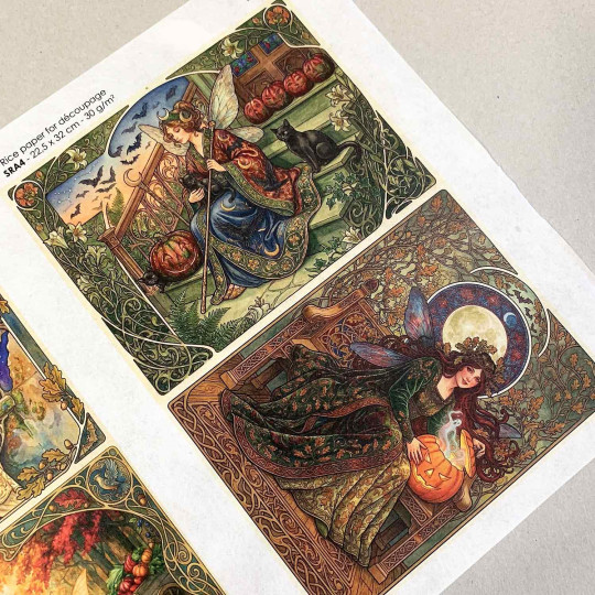 Art Nouveau Fairies Halloween Rice Paper Decoupage Sheet ~ Italy