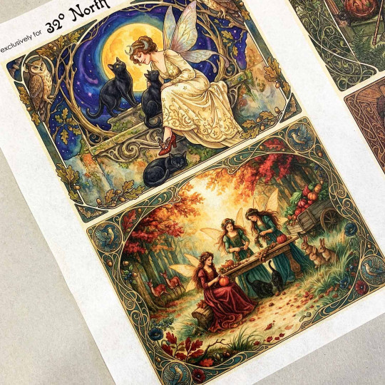 Art Nouveau Fairies Halloween Rice Paper Decoupage Sheet ~ Italy