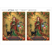 Art Nouveau Lantern Lady Halloween Rice Paper Decoupage Sheet ~ Italy