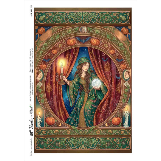 Art Nouveau Fortune Teller Halloween Rice Paper Decoupage Sheet ~ Italy