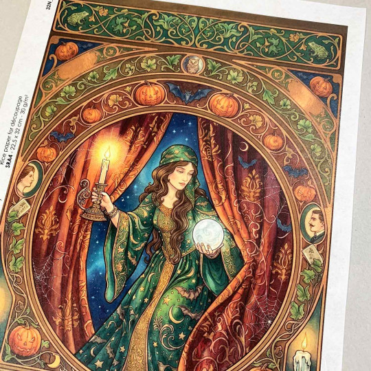 Art Nouveau Fortune Teller Halloween Rice Paper Decoupage Sheet ~ Italy