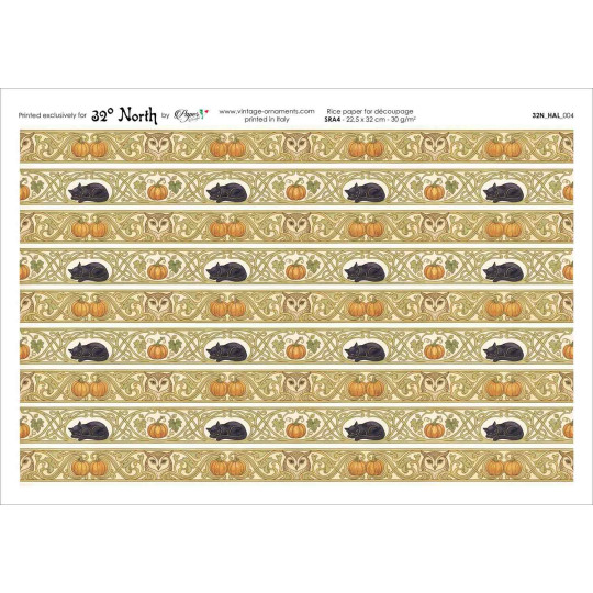 Art Nouveau Halloween Borders Rice Paper Decoupage Sheet ~ Italy