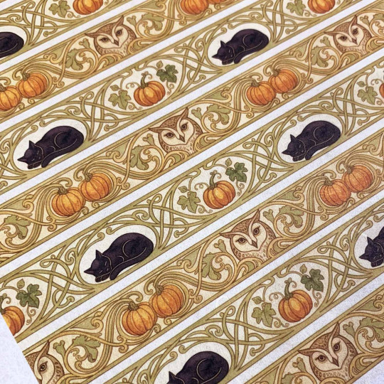 Art Nouveau Halloween Borders Rice Paper Decoupage Sheet ~ Italy