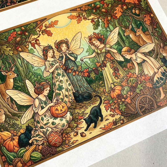 Art Nouveau Autumn Fairies Rice Paper Decoupage Sheet ~ Italy