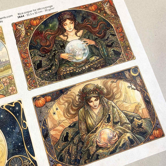 Art Nouveau Fortune Tellers Halloween Rice Paper Decoupage Sheet ~ Italy