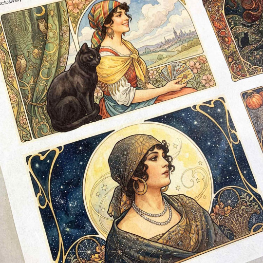 Art Nouveau Fortune Tellers Halloween Rice Paper Decoupage Sheet ~ Italy