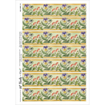 Pansy Borders Floral Rice Paper Decoupage Sheet ~ Italy