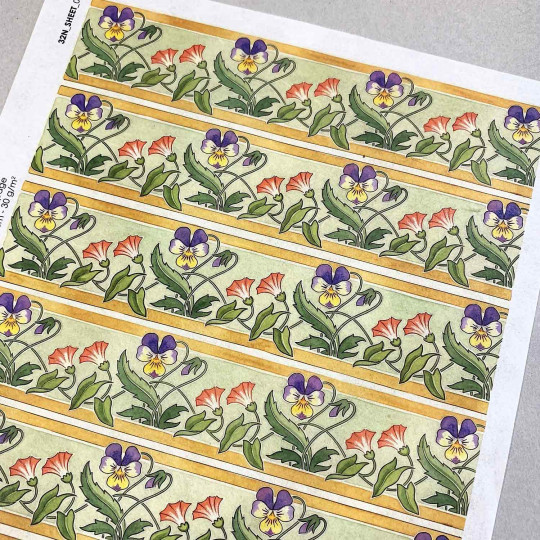 Pansy Borders Floral Rice Paper Decoupage Sheet ~ Italy
