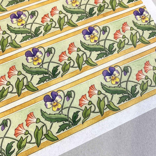 Pansy Borders Floral Rice Paper Decoupage Sheet ~ Italy