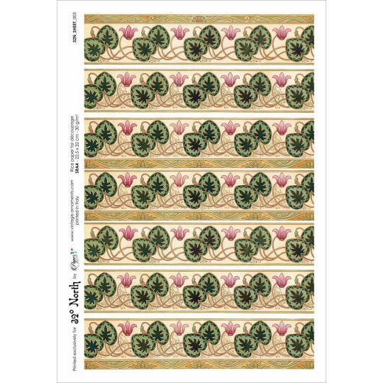 Cyclamen Flower and Leaf Floral Rice Paper Decoupage Sheet ~ Italy