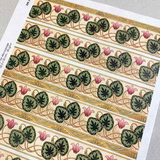 Cyclamen Flower and Leaf Floral Rice Paper Decoupage Sheet ~ Italy