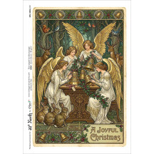 Art Nouveau Angels Decorating Bells Christmas Rice Paper Decoupage Sheet ~ Italy