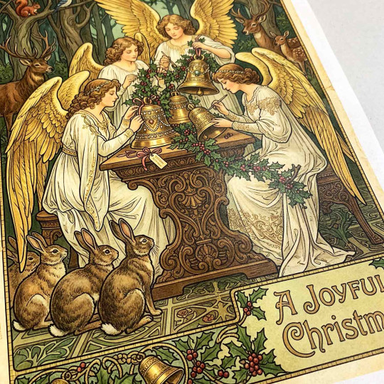 Art Nouveau Angels Decorating Bells Christmas Rice Paper Decoupage Sheet ~ Italy