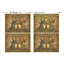 Art Nouveau Angels with Fruit Trees Christmas Rice Paper Decoupage Sheet ~ Italy