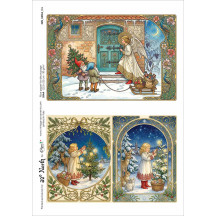 Art Nouveau Christmas Preparations Christmas Rice Paper Decoupage Sheet ~ Italy