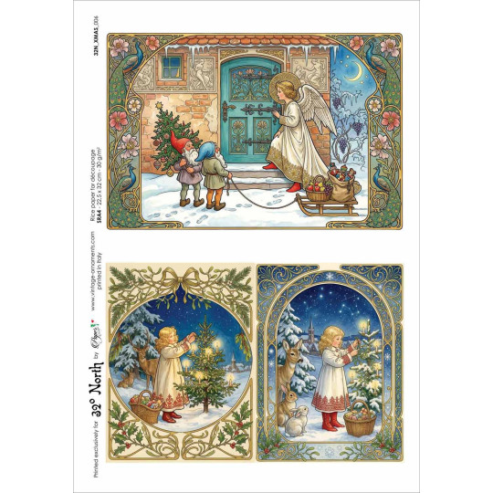 Art Nouveau Christmas Preparations Christmas Rice Paper Decoupage Sheet ~ Italy