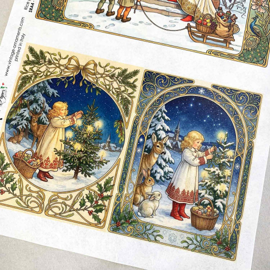 Art Nouveau Christmas Preparations Christmas Rice Paper Decoupage Sheet ~ Italy