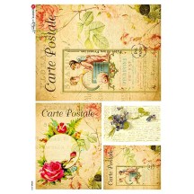 Post Card Ephemera Collage Rice Paper Decoupage Sheet ~ Italy