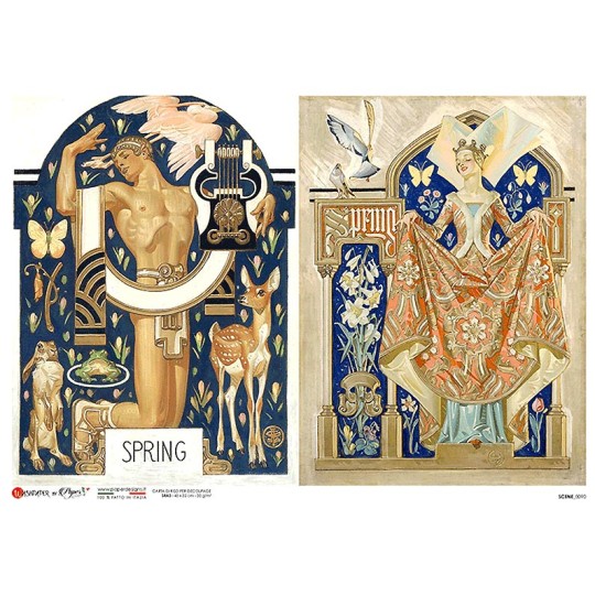 Art Deco Springtime Rice Paper Decoupage Sheet ~ Italy