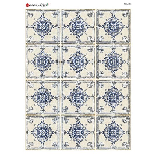 Blue Delft Tiles Rice Paper Decoupage Sheet ~ Italy