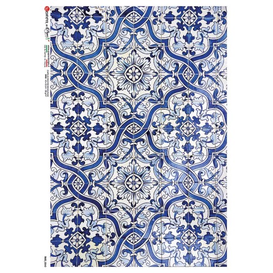 Blue Portugese Tiles Rice Paper Decoupage Sheet ~ Italy