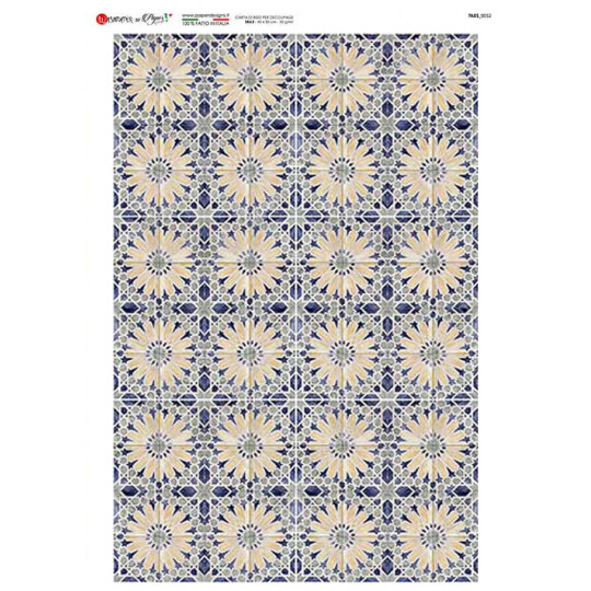 Fancy Tile Pattern Rice Paper Decoupage Sheet ~ Italy