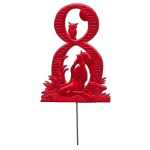Red Dresden Foil Number Eight ~ Gnome & Owl