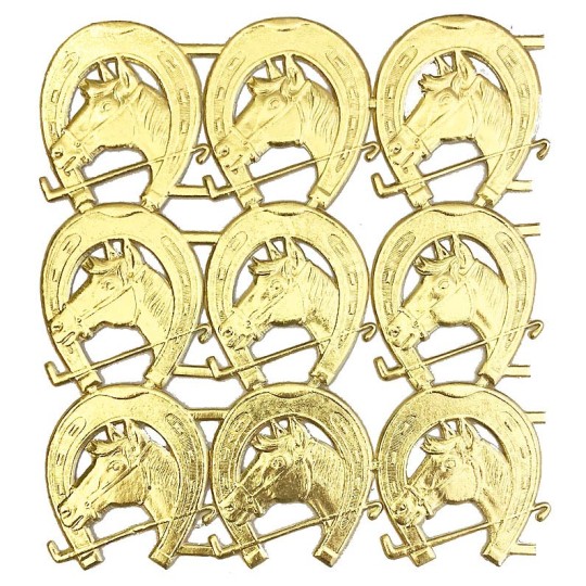 Gold Dresden Foil Horse and Horseshoe Equestrian Die-Cuts ~ 9