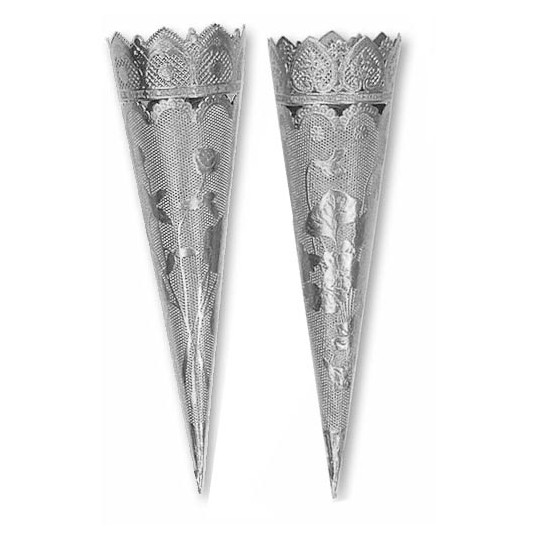 Silver Dresden Foil Floral Cornucopia Cones ~ 2