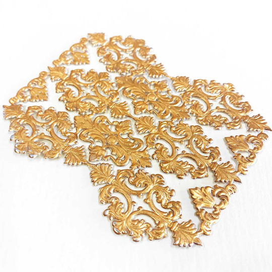 Antique Gold Dresden Foil Ornate Flourishes  and Corners ~ 12