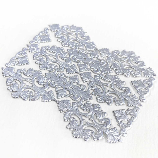 Silver Dresden Foil Ornate Flourishes  and Corners ~ 12